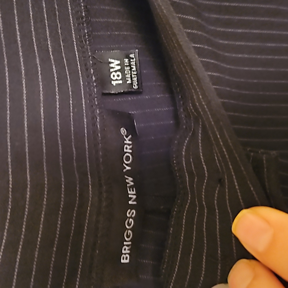 Briggs New York Black Pin Striped Flat Front Pant Slack sz 18w NWT
